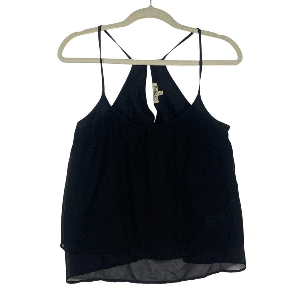 Tramp Size Medium Black Cami Flowy Layered Blouse Spaghetti‎ Straps Y2K Style